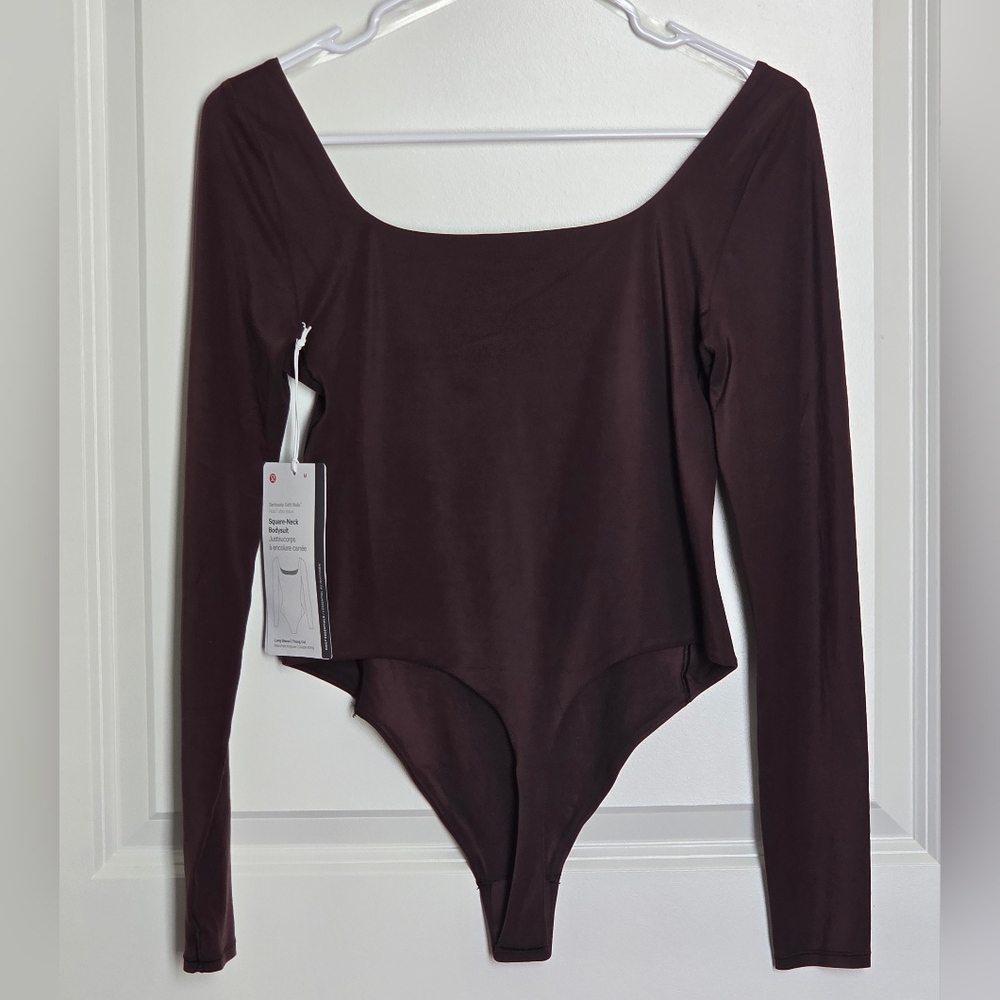 Lululemon Wundermost Ultra-Soft Nulu Square-Neck Long-Sleeve Bodysuit Sz M - Picture 4 of 7